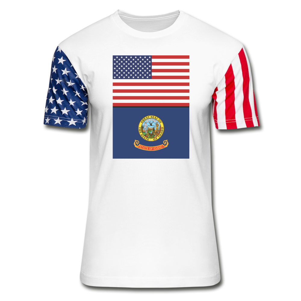 US & Idaho Flags - Stars & Stripes T-Shirt - white