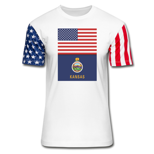 US & Kansas Flags - Stars & Stripes T-Shirt - white