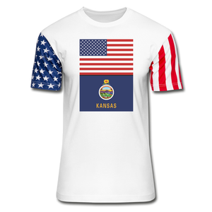 US & Kansas Flags - Stars & Stripes T-Shirt - white