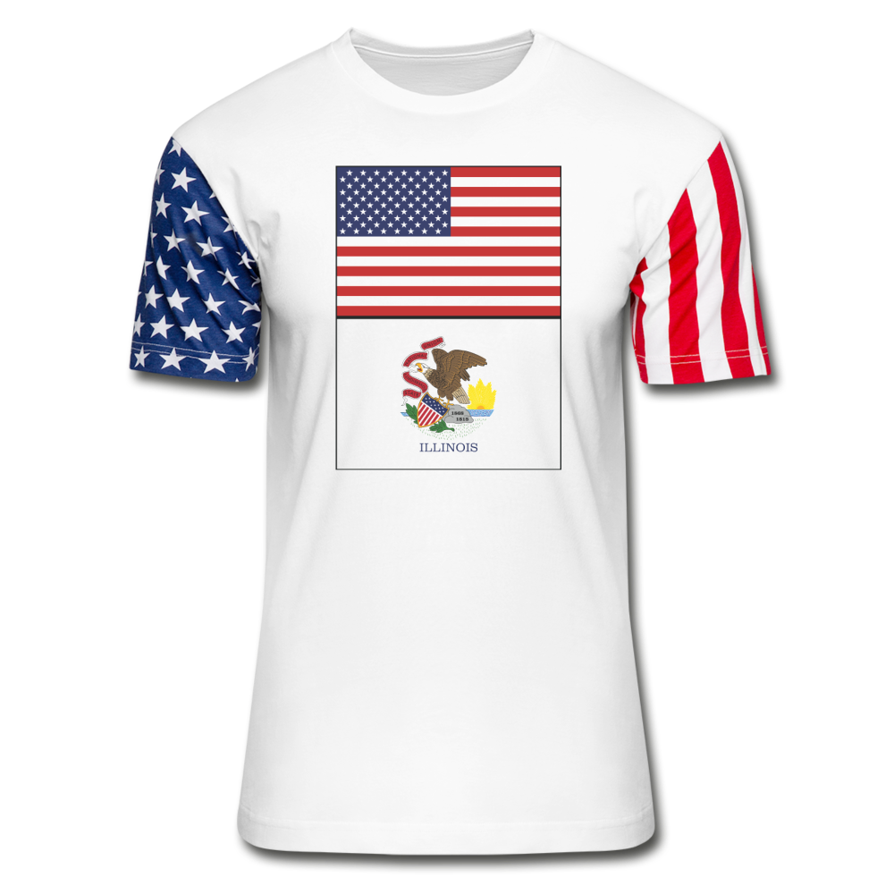 US & Illinois Flags - Stars & Stripes T-Shirt - white