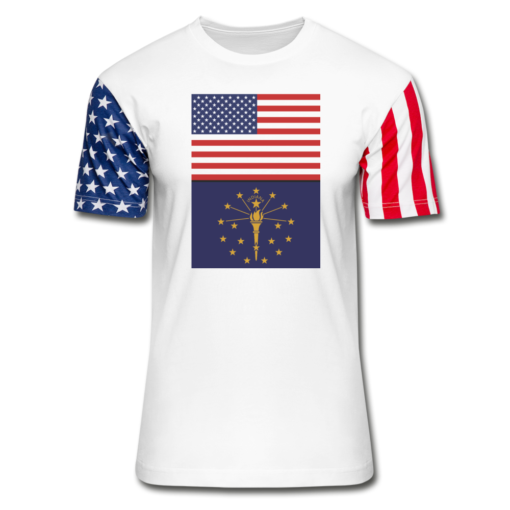 US & Indiana Flags - Stars & Stripes T-Shirt - white