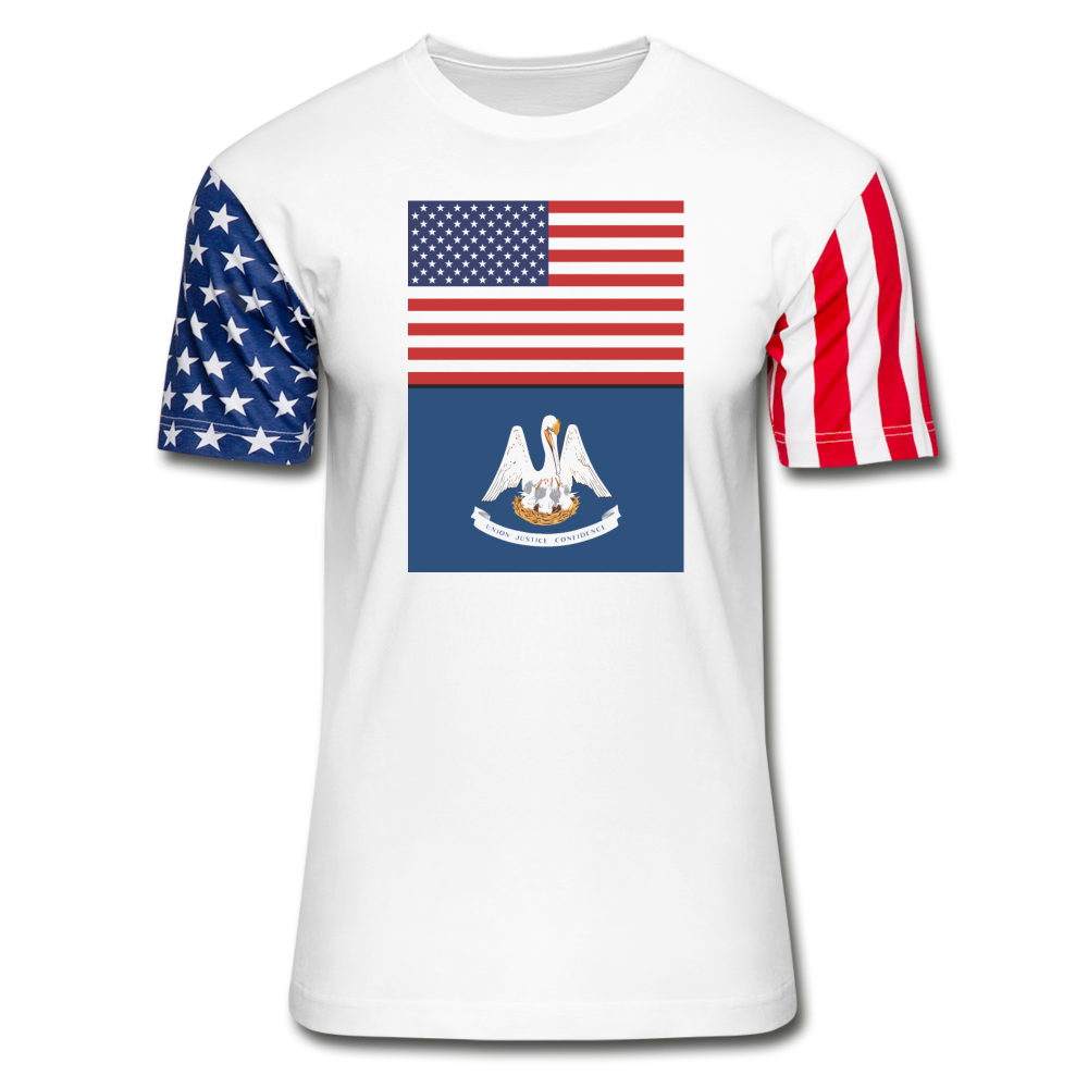 US & Louisiana Flags - Stars & Stripes T-Shirt - white