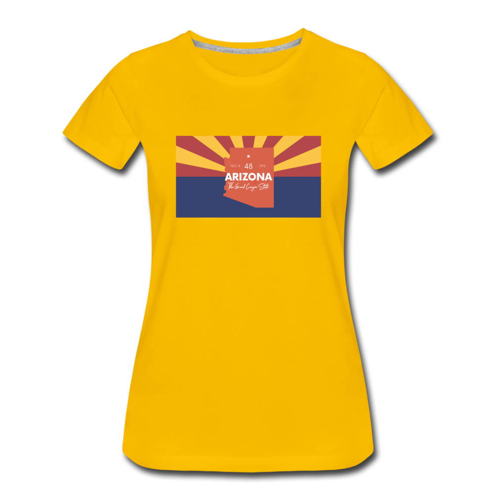 Arizona Info Map - Women’s Premium T-Shirt - sun yellow