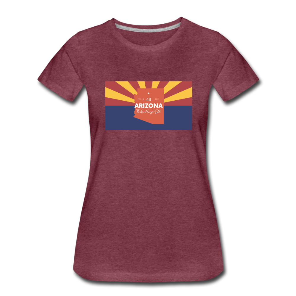 Arizona Info Map - Women’s Premium T-Shirt - heather burgundy