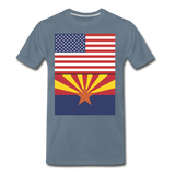 US & Arizona Flags - Men's Premium T-Shirt - steel blue