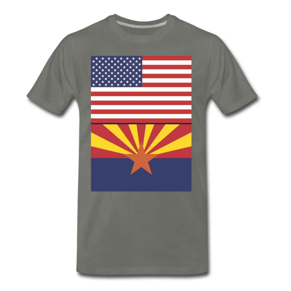 US & Arizona Flags - Men's Premium T-Shirt - asphalt gray