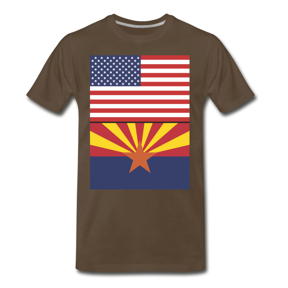 US & Arizona Flags - Men's Premium T-Shirt - noble brown