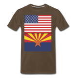 US & Arizona Flags - Men's Premium T-Shirt - noble brown
