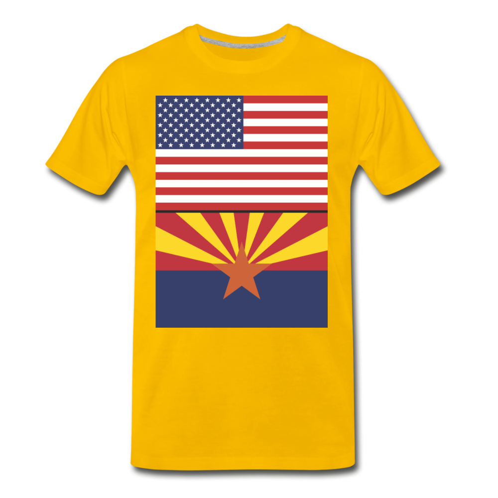 US & Arizona Flags - Men's Premium T-Shirt - sun yellow