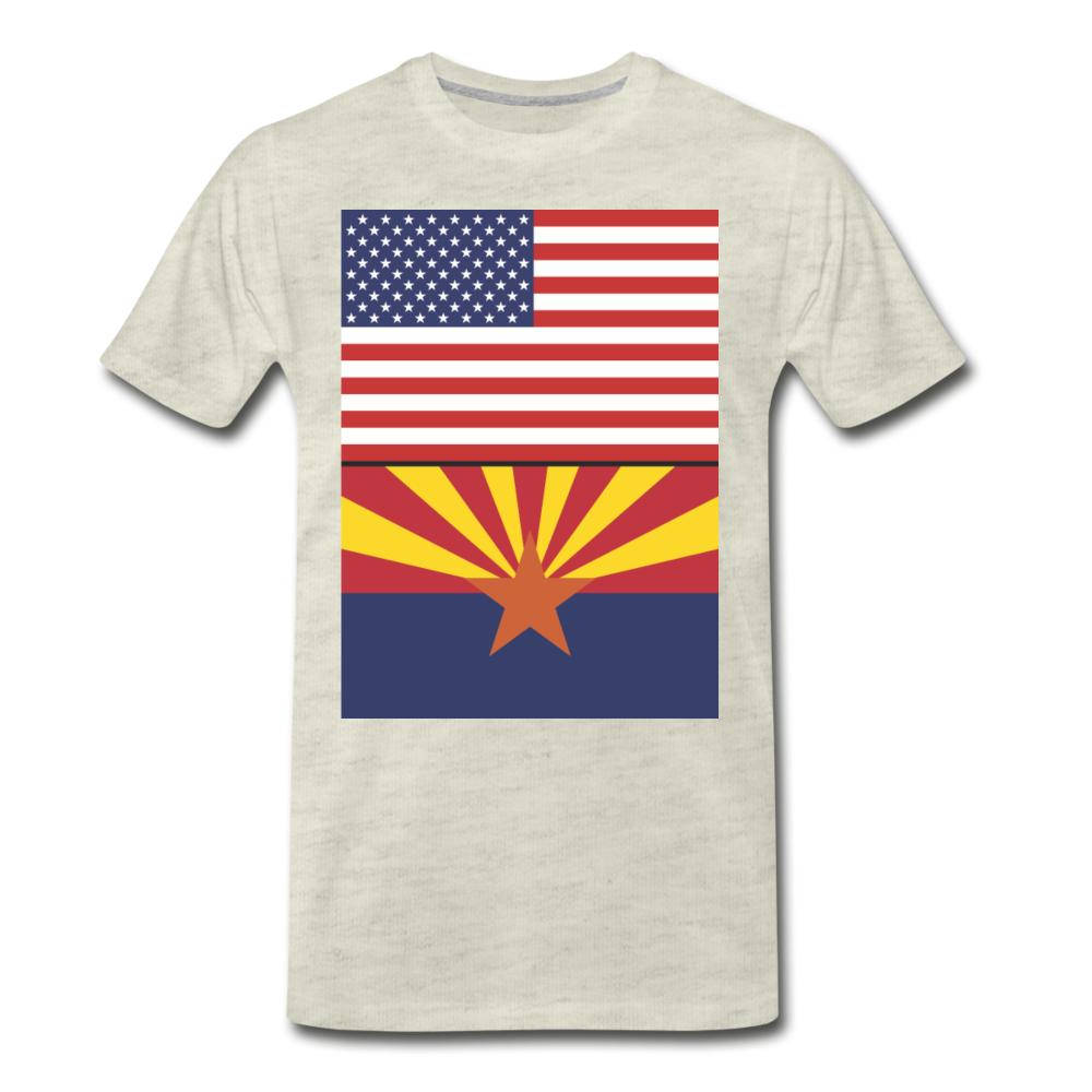 US & Arizona Flags - Men's Premium T-Shirt - heather oatmeal