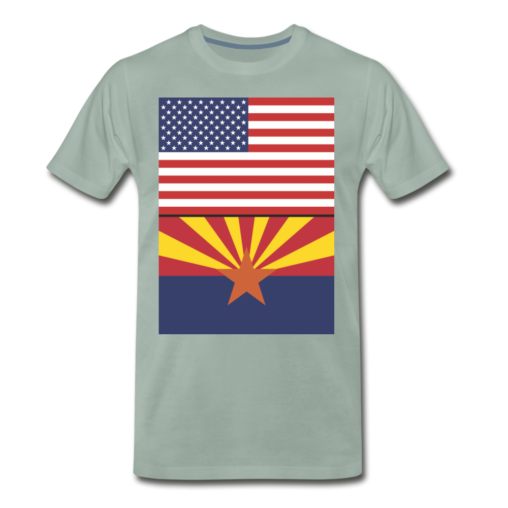 US & Arizona Flags - Men's Premium T-Shirt - steel green