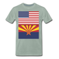 US & Arizona Flags - Men's Premium T-Shirt - steel green