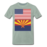 US & Arizona Flags - Men's Premium T-Shirt - steel green