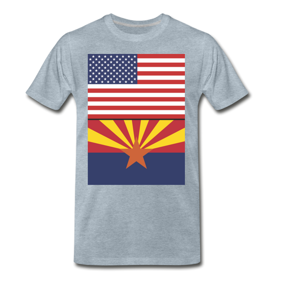 US & Arizona Flags - Men's Premium T-Shirt - heather ice blue
