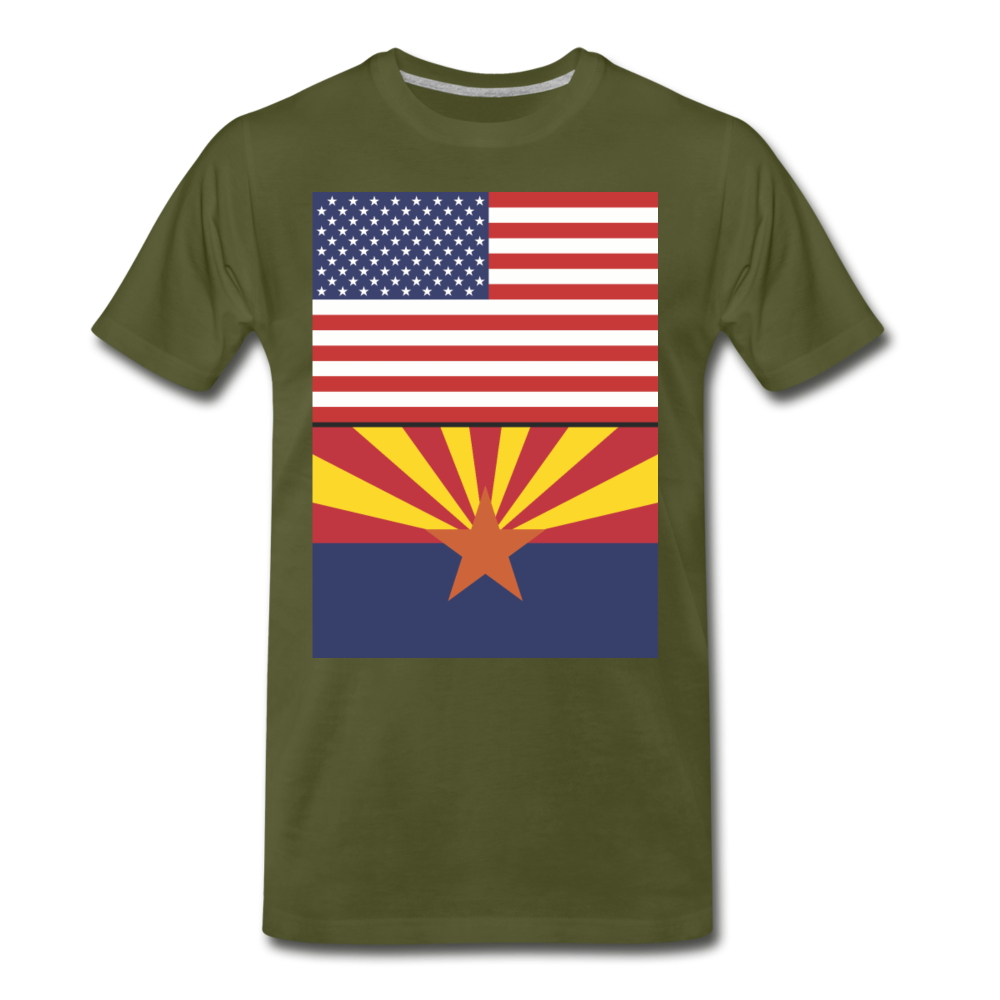 US & Arizona Flags - Men's Premium T-Shirt - olive green