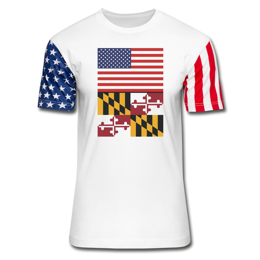 US & Mayland Flags -  Stars & Stripes T-Shirt - white