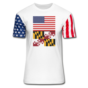 US & Mayland Flags -  Stars & Stripes T-Shirt - white