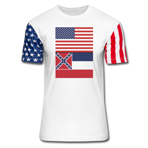 US & Mississippi Flags -  Stars & Stripes T-Shirt - white