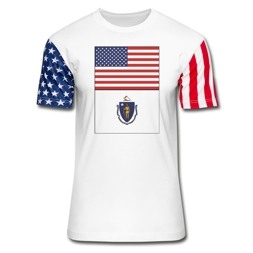 US & Massachusetts Flags -  Stars & Stripes T-Shirt - white