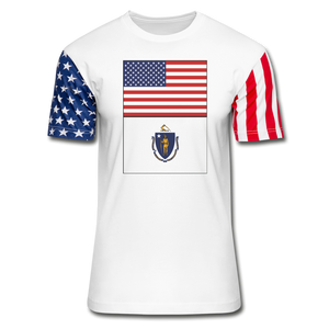 US & Massachusetts Flags -  Stars & Stripes T-Shirt - white
