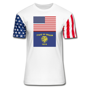 US & Oregon Flags -  Stars & Stripes T-Shirt - white