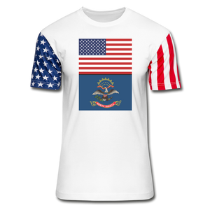 US & North Dakota Flags -  Stars & Stripes T-Shirt - white
