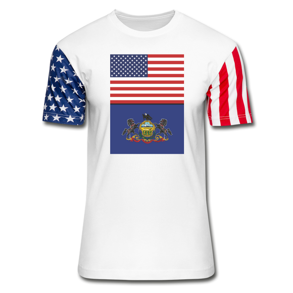 US & Pennsylvania Flags -  Stars & Stripes T-Shirt - white