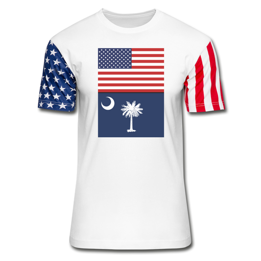 US & South Carolina Flags -  Stars & Stripes T-Shirt - white