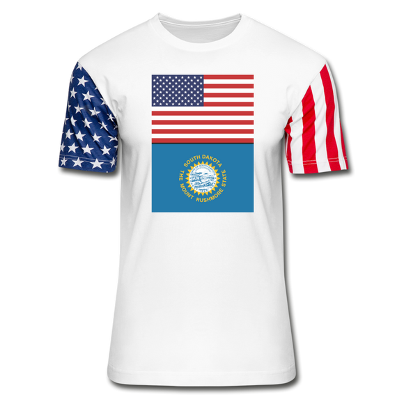 US & South Dakota Flags -  Stars & Stripes T-Shirt - white