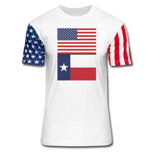 US & Texas Flags -  Stars & Stripes T-Shirt - white