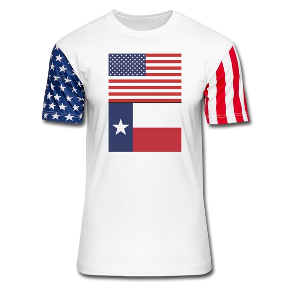 US & Texas Flags -  Stars & Stripes T-Shirt - white