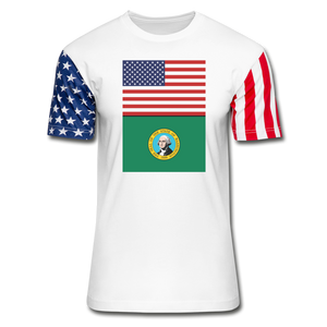 US & Washington Flags -  Stars & Stripes T-Shirt - white