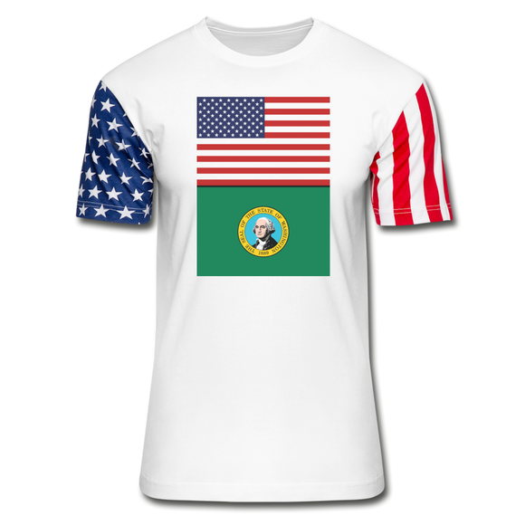 US & Washington Flags -  Stars & Stripes T-Shirt - white
