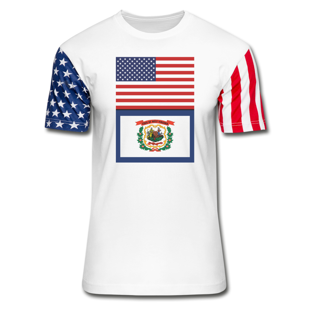 US & West Virginia Flags -  Stars & Stripes T-Shirt - white