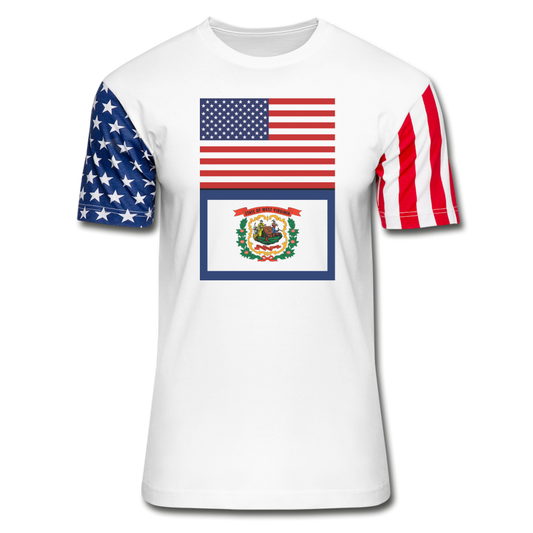 US & West Virginia Flags -  Stars & Stripes T-Shirt - white