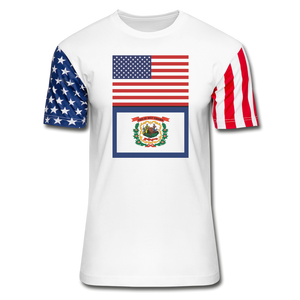 US & West Virginia Flags -  Stars & Stripes T-Shirt - white