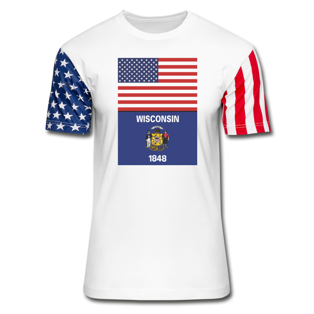 US & Wisconsin Flags -  Stars & Stripes T-Shirt - white