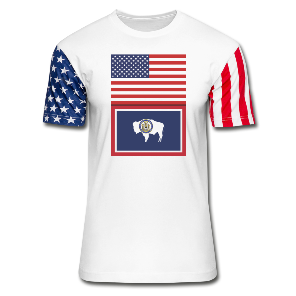 US & Wyoming Flags -  Stars & Stripes T-Shirt - white