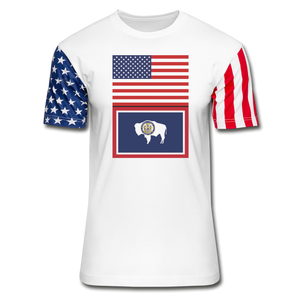 US & Wyoming Flags -  Stars & Stripes T-Shirt - white