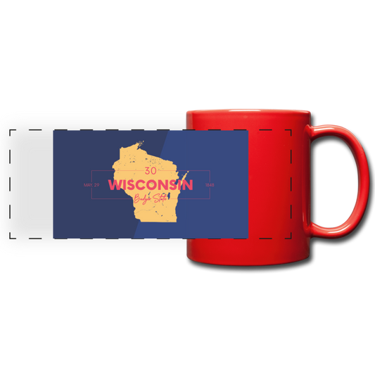 Wisconsin Info Map - Full Color Panoramic Mug - red