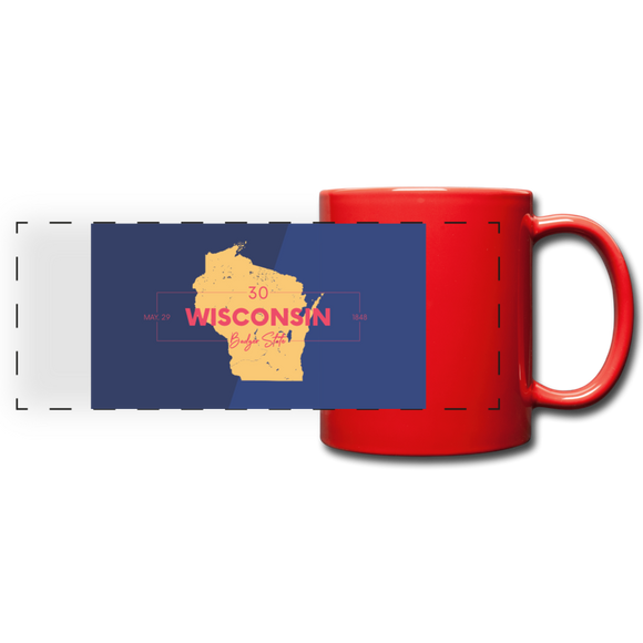 Wisconsin Info Map - Full Color Panoramic Mug - red