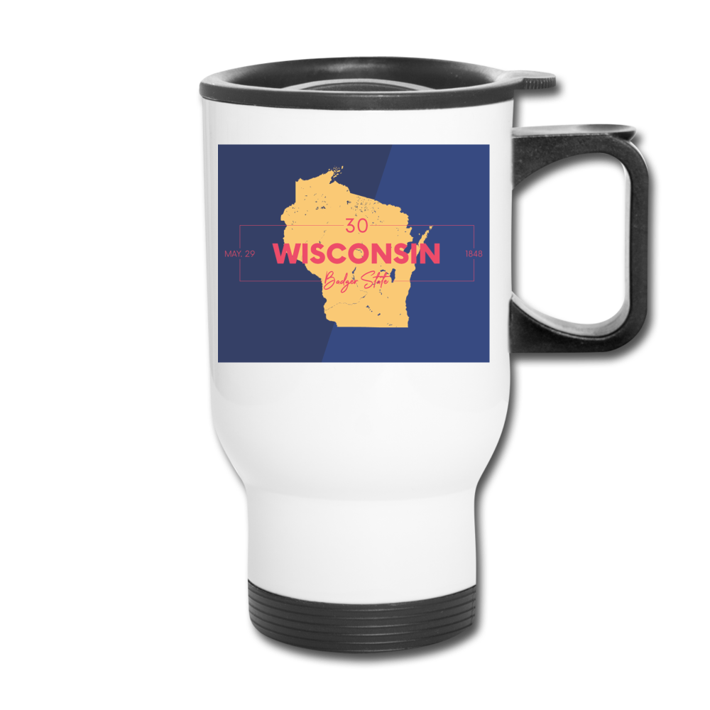 Wisconsin Info Map - Travel Mug - white