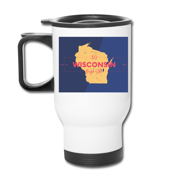 Wisconsin Info Map - Travel Mug - white