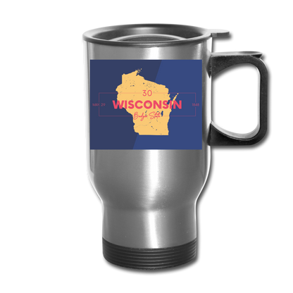 Wisconsin Info Map - Travel Mug - silver