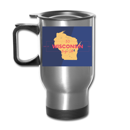 Wisconsin Info Map - Travel Mug - silver