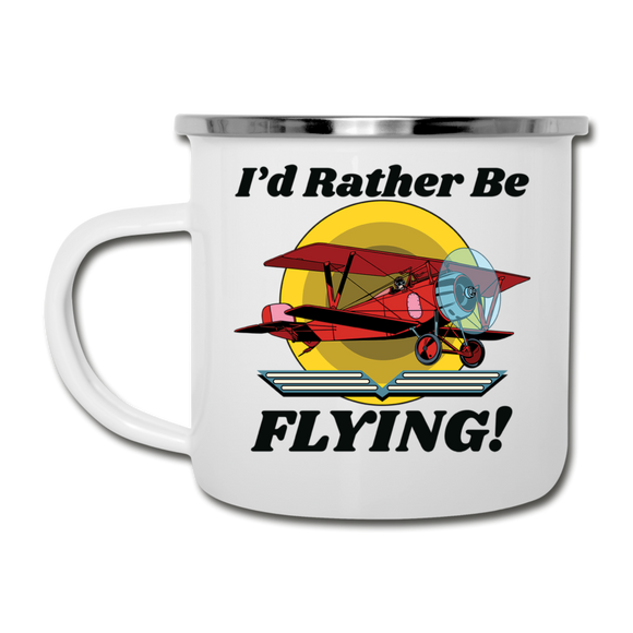 I'd Rather Be Flying - Biplane - Camper Mug - white