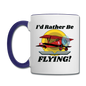 I'd Rather Be Flying - Biplane - Contrast Coffee Mug - white/cobalt blue