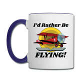 I'd Rather Be Flying - Biplane - Contrast Coffee Mug - white/cobalt blue