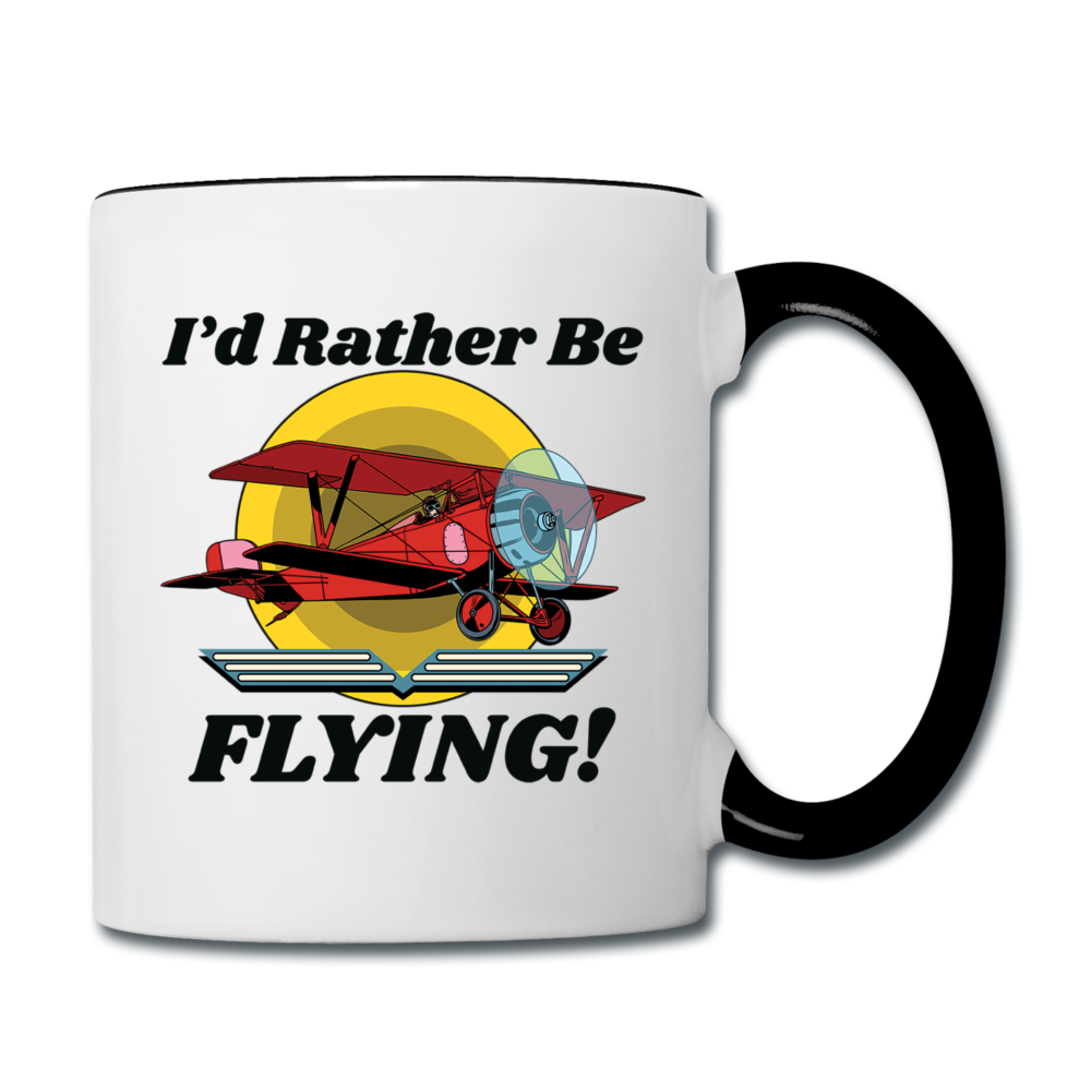 I'd Rather Be Flying - Biplane - Contrast Coffee Mug - white/black