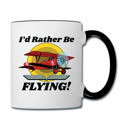 I'd Rather Be Flying - Biplane - Contrast Coffee Mug - white/black